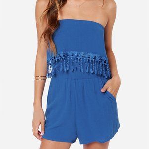 LULUS Blue Romper with POCKETS - Medium